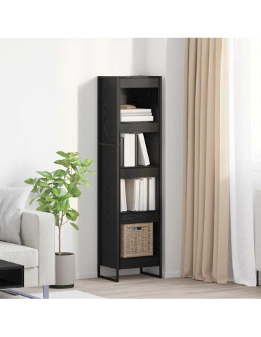 Armadio per Libri Rovere Nero 80 x 30 x 155 cm