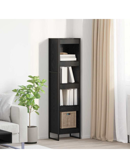 Armadio per Libri Rovere Nero 80 x 30 x 155 cm