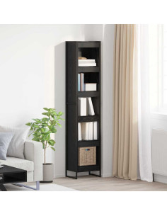 Armadio per Libri Rovere Nero 80 x 30 x 155 cm