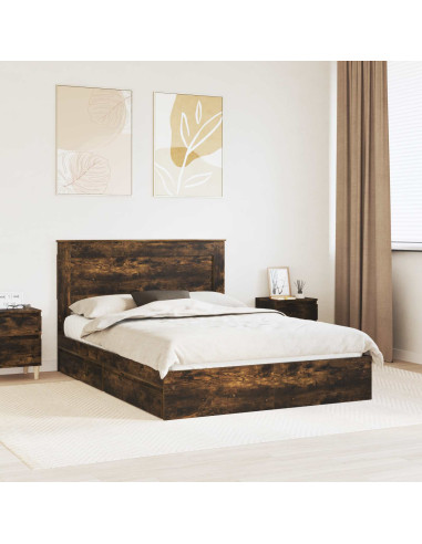 Letto con Contenitore con testiera Rovere fumé 160 x 200 cm