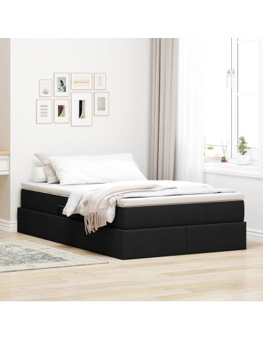Letto con contenitore e materasso Nero 120 x 200 cm Poliestere