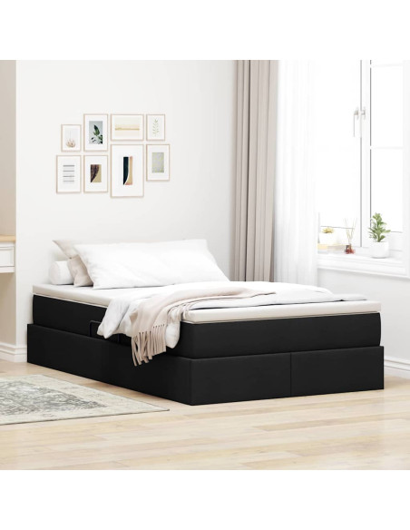 Letto con contenitore e materasso Nero 120 x 200 cm Poliestere