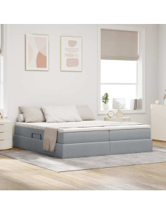 Letto con contenitore e materasso Grigio chiaro 200 x 200 cm