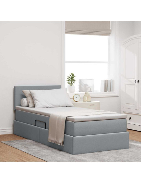 Letto con contenitore e materasso Grigio chiaro 100 x 200 cm