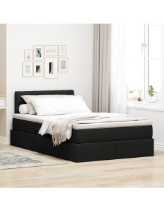 Letto con contenitore e materasso Nero 120 x 200 cm