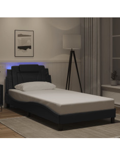 Giroletto Viana con LED senza Materasso Nero 100x203 cm