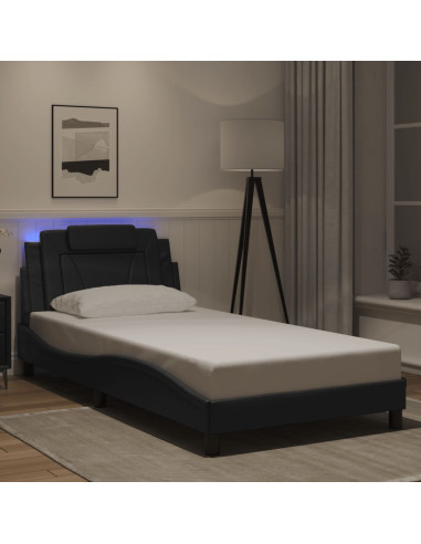 Giroletto Viana con LED senza Materasso Nero 100x203 cm