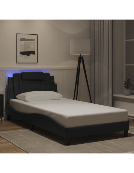 Giroletto Viana con LED senza Materasso Nero 100x203 cm