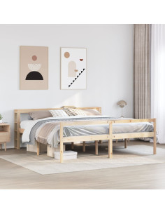 Letto per Anziani con Testiera 200x200 cm Legno Massello Pino