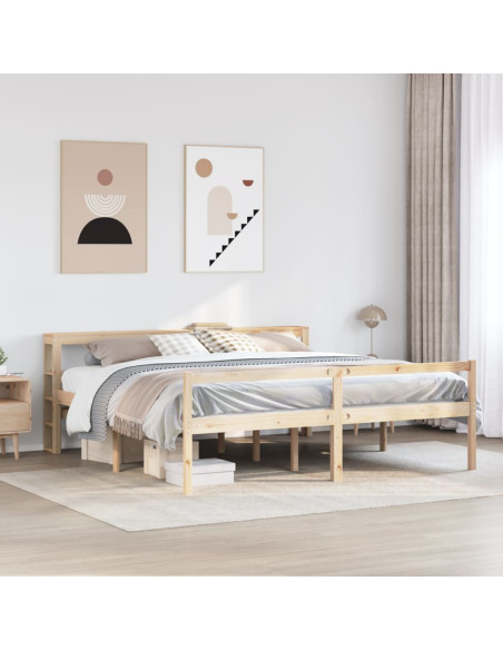 Letto per Anziani con Testiera 200x200 cm Legno Massello Pino