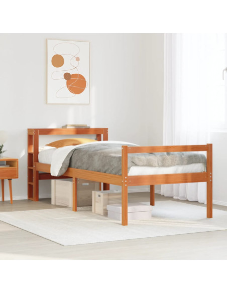 Giroletto con Testiera Marrone Cera 90x200 cm Massello Pino