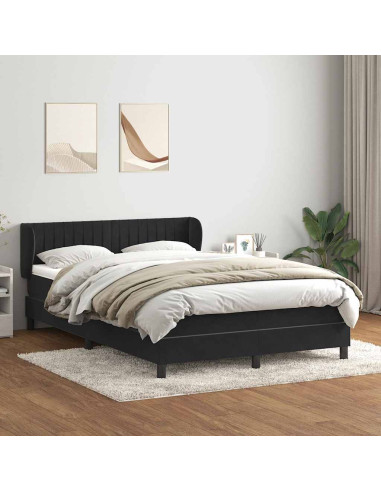 Giroletto a Molle con Materasso Nero 160x220 cm in Velluto