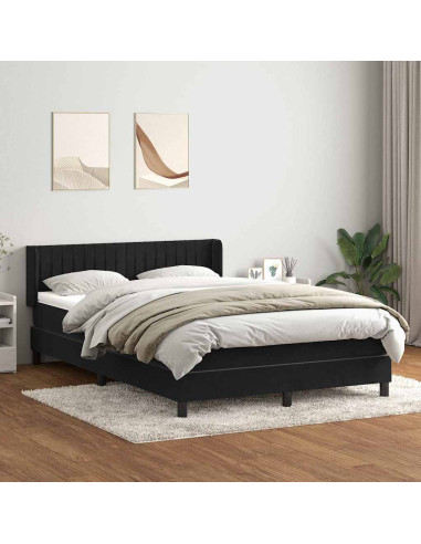 Giroletto a Molle con Materasso Nero 160x220 cm in Velluto