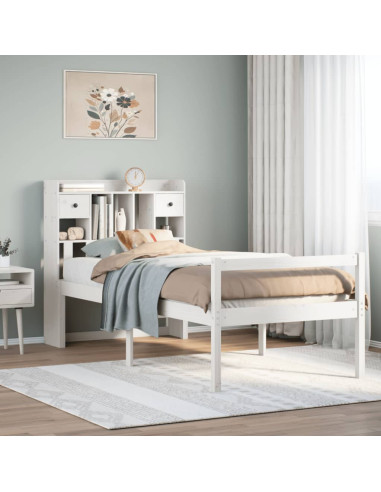 Letto Libreria senza Materasso Bianca 90x200 cm Legno di Pino