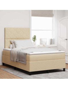 Letto a molle con materasso con led Crema 120 x 190 cm Tessuto