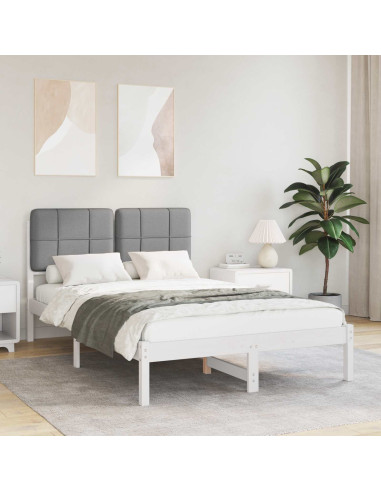 Letto con Testiera Rivestita Grigio chiaro 120 x 200 cm