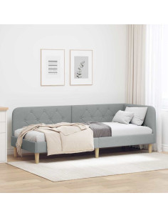 Cornice del letto ad angolo Grigio chiaro 80 x 200 cm Tessuto