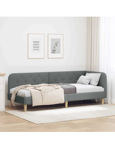 Cornice del letto ad angolo Grigio scuro 80 x 200 cm Tessuto