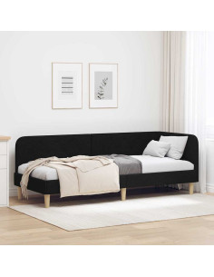 Cornice del letto ad angolo Nero 80 x 200 cm Tessuto