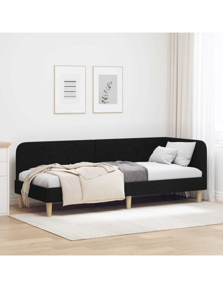 Cornice del letto ad angolo Nero 80 x 200 cm Tessuto