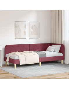 Cornice del letto ad angolo Rosso Vino 80 x 200 cm Tessuto