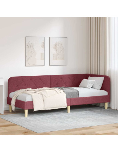 Cornice del letto ad angolo Rosso Vino 80 x 200 cm Tessuto