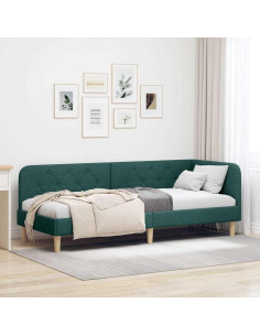 Cornice del letto ad angolo Verde Scuro 80 x 200 cm Tessuto