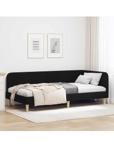 Cornice del letto ad angolo Nero 90 x 190 cm Tessuto