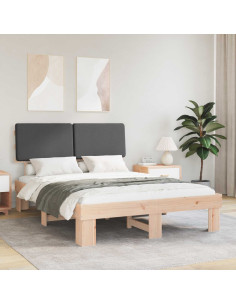 Letto con Testiera Rivestita Grigio scuro 120 x 190 cm