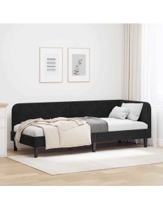 Cornice del letto ad angolo Nero 80 x 200 cm Velluto