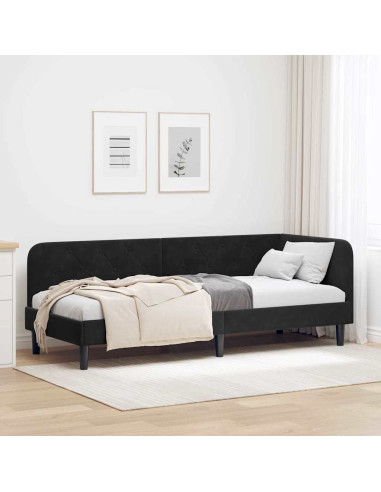 Cornice del letto ad angolo Nero 80 x 200 cm Velluto