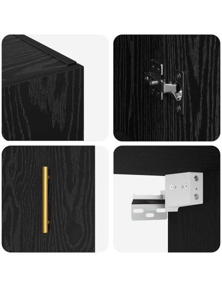 Armadietto a muro Rovere Nero 69,5 x 34 x 90 cm