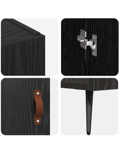 Credenza Rovere Nero 89,5 x 34 x 80 cm Legno multistrato