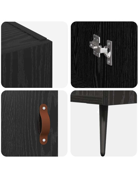 Credenza Rovere Nero 89,5 x 34 x 80 cm Legno multistrato