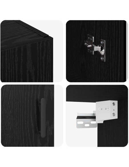 Credenza Rovere Nero 69,5 x 34 x 90 cm Legno multistrato