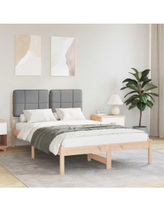 Letto con Testiera Rivestita Grigio chiaro 120 x 190 cm