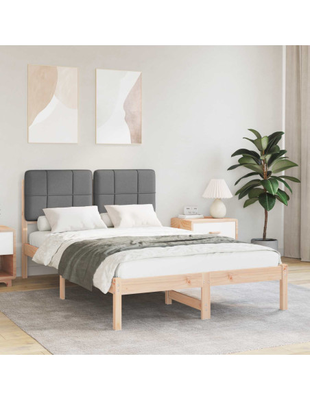 Letto con Testiera Rivestita Grigio scuro 120 x 190 cm