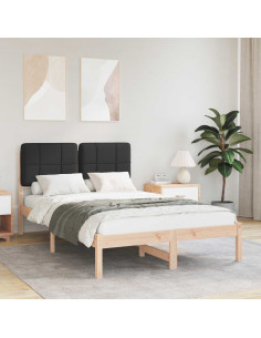 Letto con Testiera Rivestita Nero 120 x 190 cm Pino massello