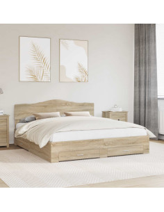 Struttura del letto con testiera Rovere Sonoma 200 x 200 cm