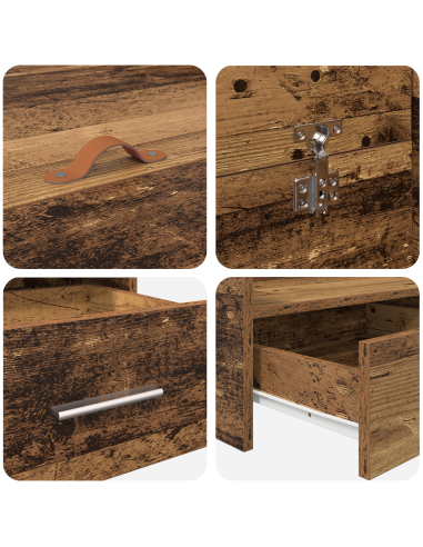 Struttura letto con contenitore Legno vecchio 140 x 190 cm