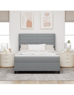 Letto a Sorgente LED Grigio chiaro 140 x 190 cm Tessuto