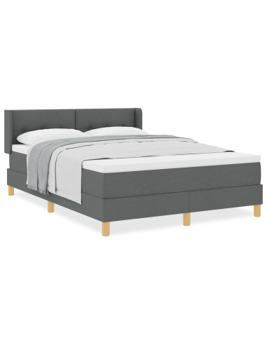 Letto a molle con testiera Grigio scuro 190 x 140 cm Poliestere