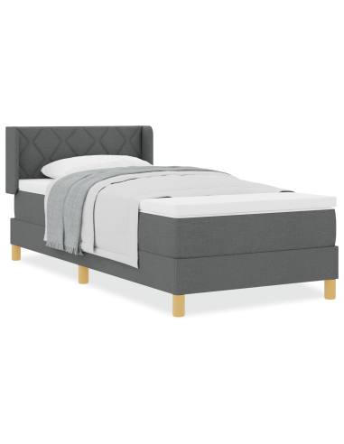 Letto a molle con materasso Grigio scuro 190 x 90 cm Poliestere