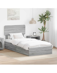 Letto con Contenitore con testiera Grigio Sonoma 100 x 200 cm