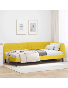 Cornice del letto ad angolo Giallo 100 x 200 cm Velluto
