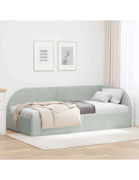 Cornice del letto ad angolo Grigio chiaro 90 cm x 190 cm