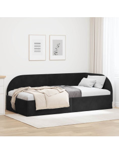 Cornice del letto ad angolo con testiera Nero 90 cm x 190 cm