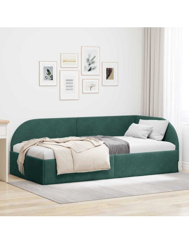Cornice del letto ad angolo Verde Scuro 100 cm x 200 cm