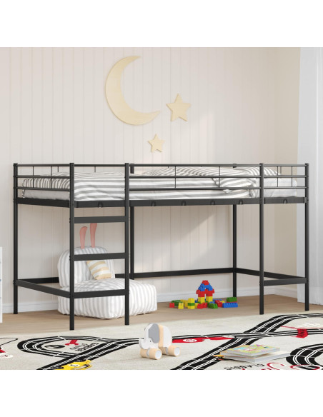 Struttura del letto loft per bambini Nero 79,5 x 200 cm Acciaio
