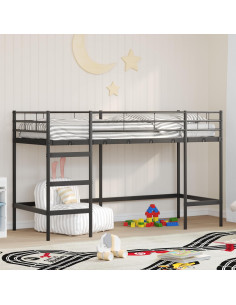 Struttura del letto loft per bambini Nero 90 x 190 cm Acciaio